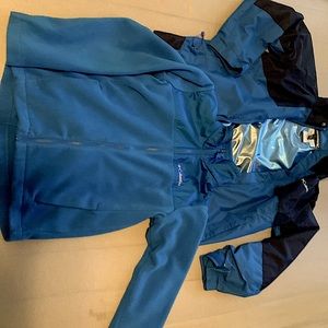 Boys winter jacket with liner and fleece zip in worn together or separately.